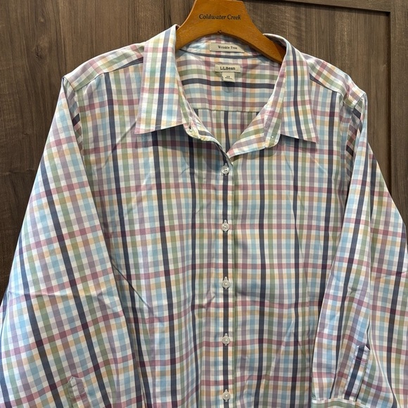 L.L. Bean Women’s 2X Plaid Button Down Shirt Wrinkle Free Top - Picture 5 of 11